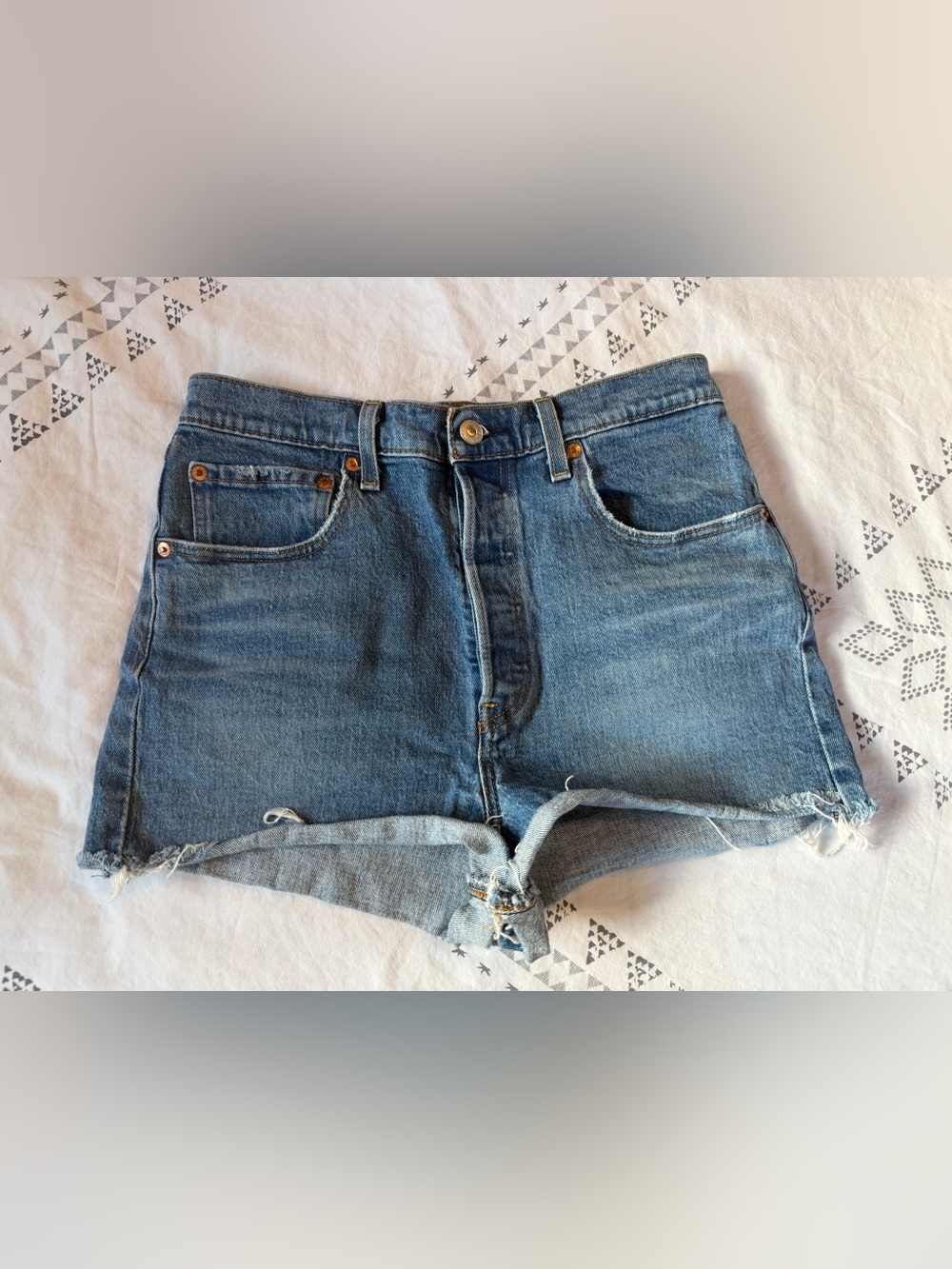 Levi's Blue Denim High-Rise Cutoff Shorts